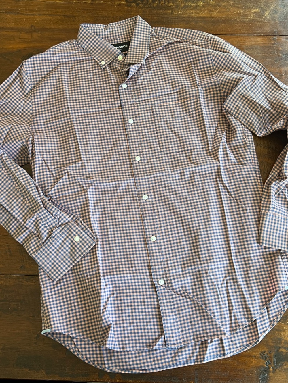 Men's Bonobos Slim Fit Stretch Gingham Check Long Sleeve Button Down Shirt M